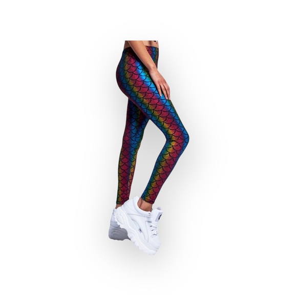 Jaded London Pants - new Dolls Kill Jaded London 𓆉 Shimmer Mermaid Leggings 𓆉 Rainbow Scales S M
